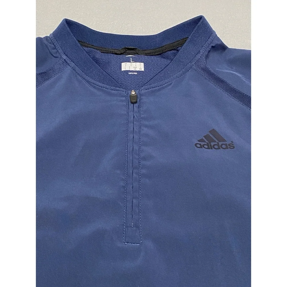 Adidas‎ Mens Navy Blue Quarter Zip Short Sleeve Performance Pullover Top Large